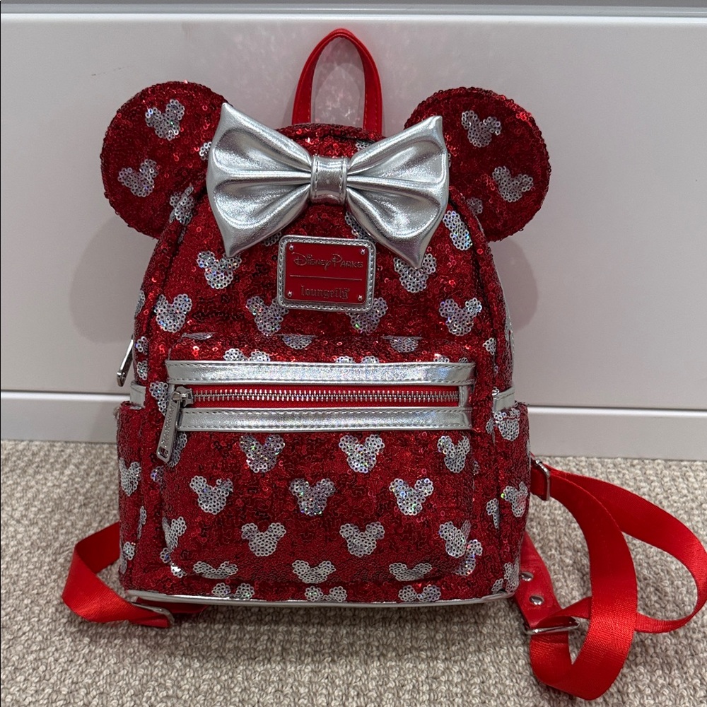 Disney Loungefly Backpack - Minnie Mouse Icon Sequined - Red